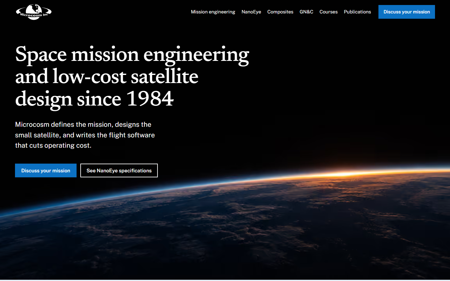 Microcosm, Inc. example site on a desktop screen