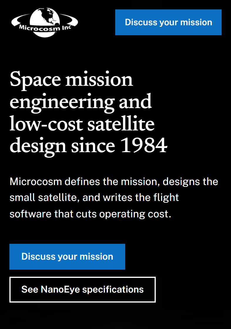 Microcosm, Inc. example site on a phone